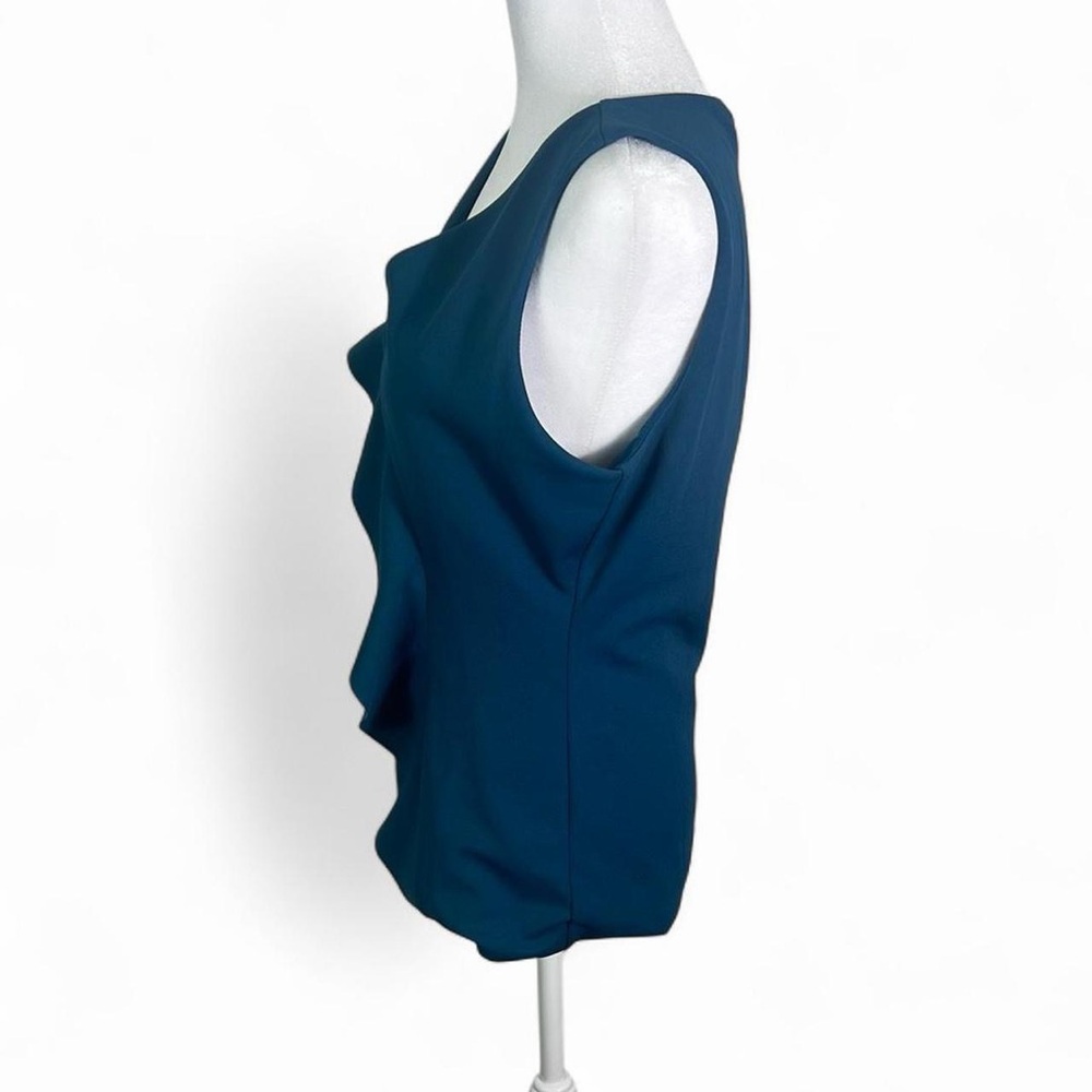 White House Black Market Blue Ruffled Sleeveless Blouse Size Small - Picture 3 of 8